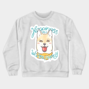 Happiness is a Warm Puppy // Shiba Inu Puppy in a Scarf Crewneck Sweatshirt